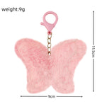 Plush Butterfly Keychain Soft Pink Fluffy Pom Pom Charm 5