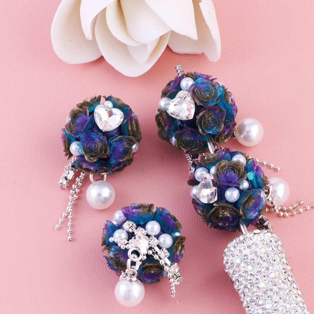 Flower Cluster Round Clay Beads 22mm Tassel Rose Gem 5pcs 6