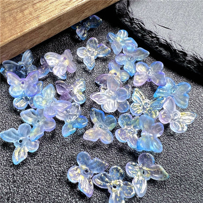 Czech Glass Beads Butterfly 11mm Gradient Purple Blue Green 50pcs 12