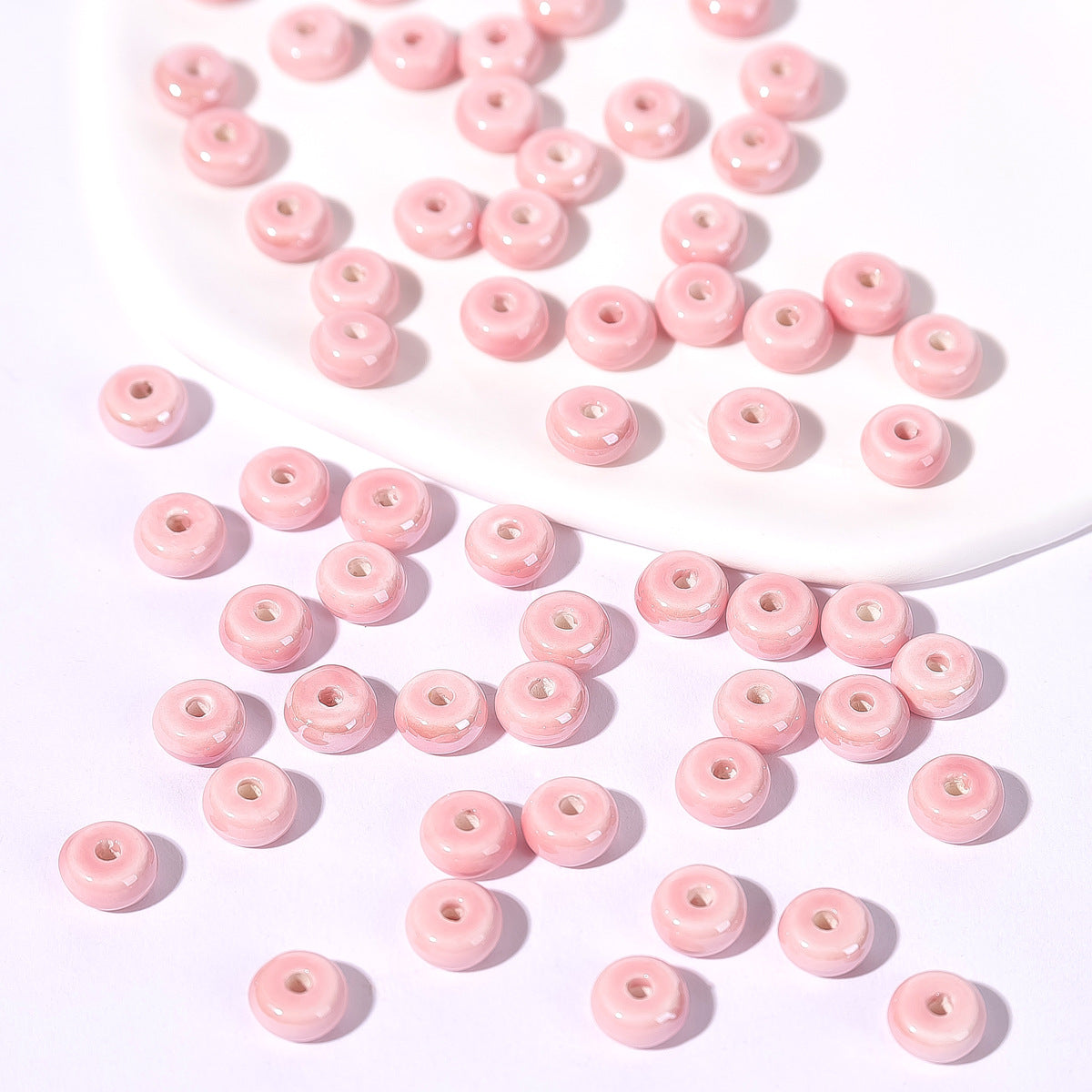 Ceramic Abacus Spacer Beads 5x9mm Creamy Colored 30pcs 10