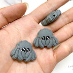 Silicone Focal Beads Octopus Fish Shy Expression Grey 20pcs 5