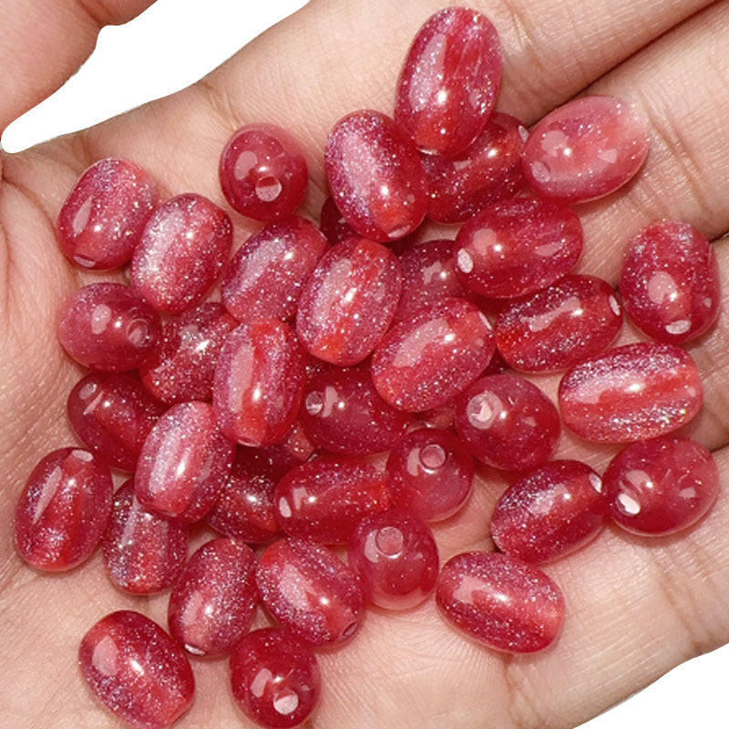 Glitter Oval Resin Beads 8mm 11mm 14mm 18mm Pink Sparkle 30pcs 10