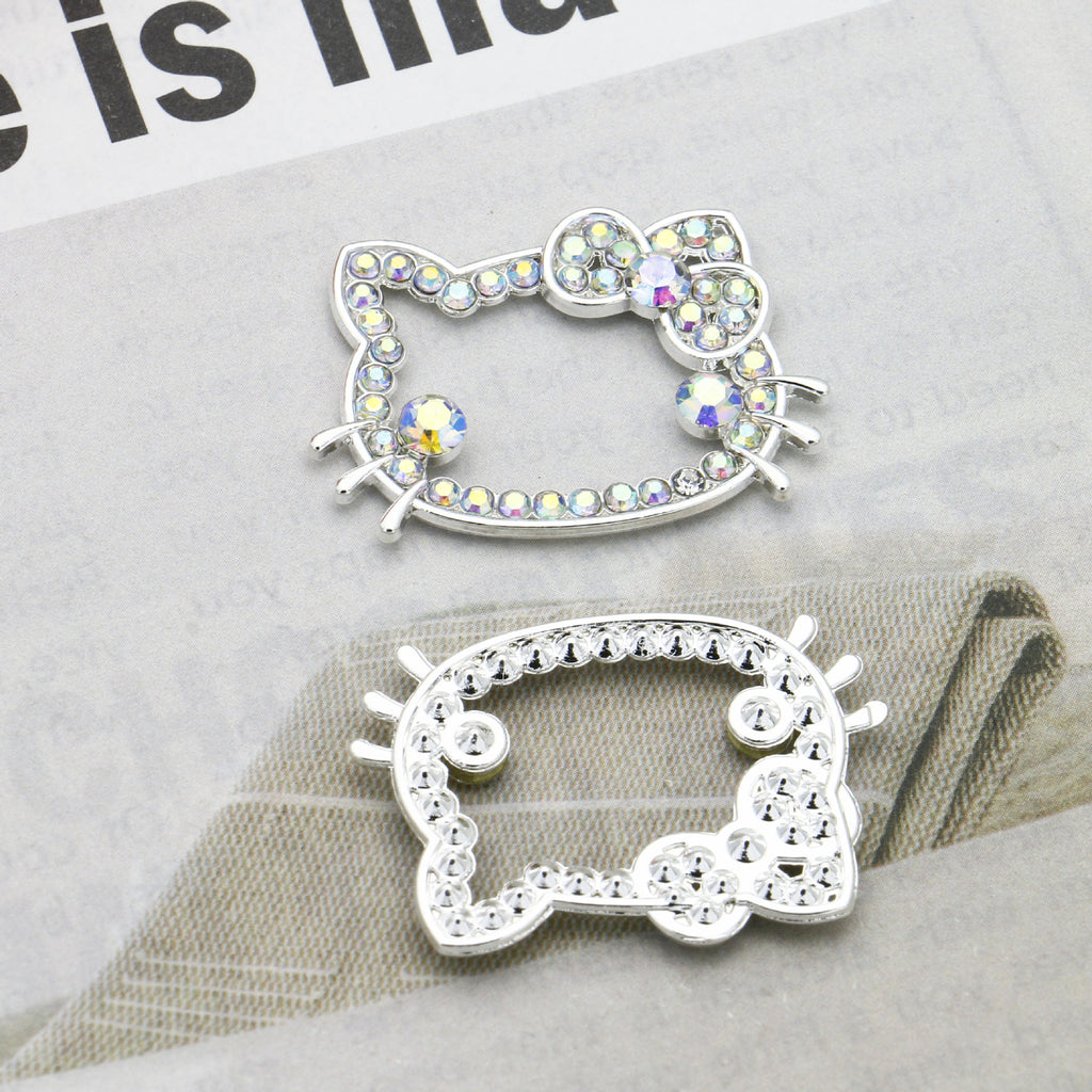 Cute Cartoon Hello Kitty Butterfly Alloy Bead Frames Colored Diamond 10pcs 4