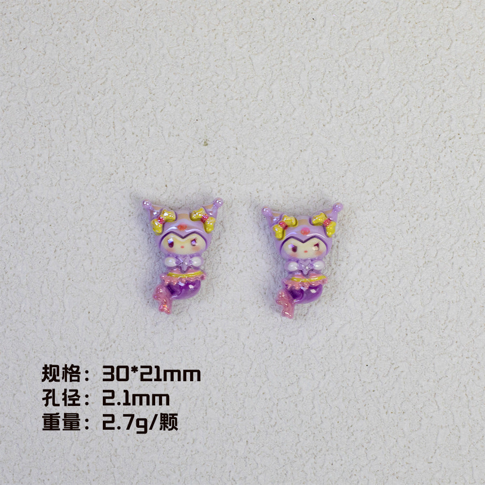 Plating Mermaid Resin Beads Whimsical Pastel Fantasy 20pcs 7