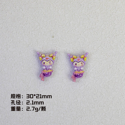 Plating Mermaid Resin Beads Whimsical Pastel Fantasy 20pcs 7