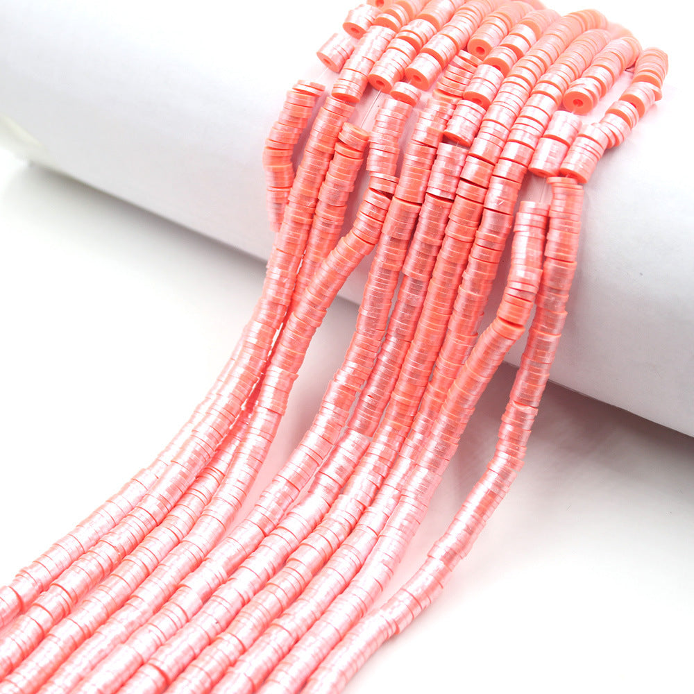 Pearly Lustre Flat Disc Clay Beads 6mm Colorful Pastel 10strands 16