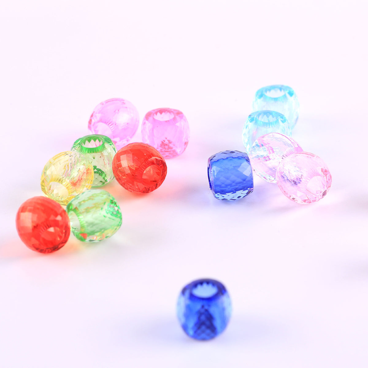 Faceted Pony Beads Acrylic 13mm Transparent Large Hole 50pcs 3