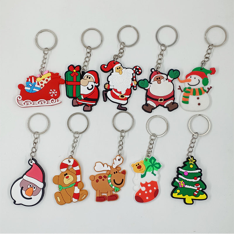 Cartoon Christmas Silicone Keychain Santa Claus Holiday Characters