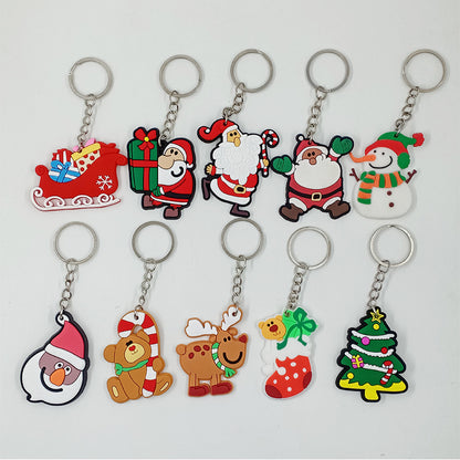 Cartoon Christmas Silicone Keychain Santa Claus Holiday Characters