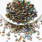 Gilded Oval Seed Glass Beads 4x6mm Plated Gold Frame 96pcs 2