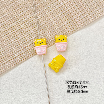 Baking Painted Good Sign and Teacup Bear Metal Beads 17mm 10pcs 18