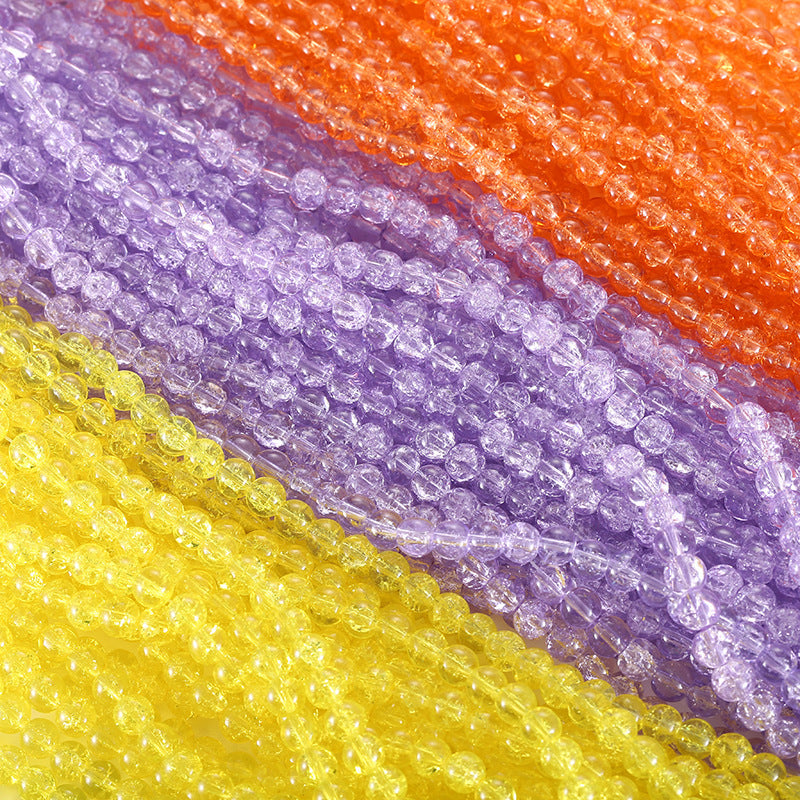 Electroplated Crackle Glass Beads 8mm Vibrant Mixed Colors 10 Strands