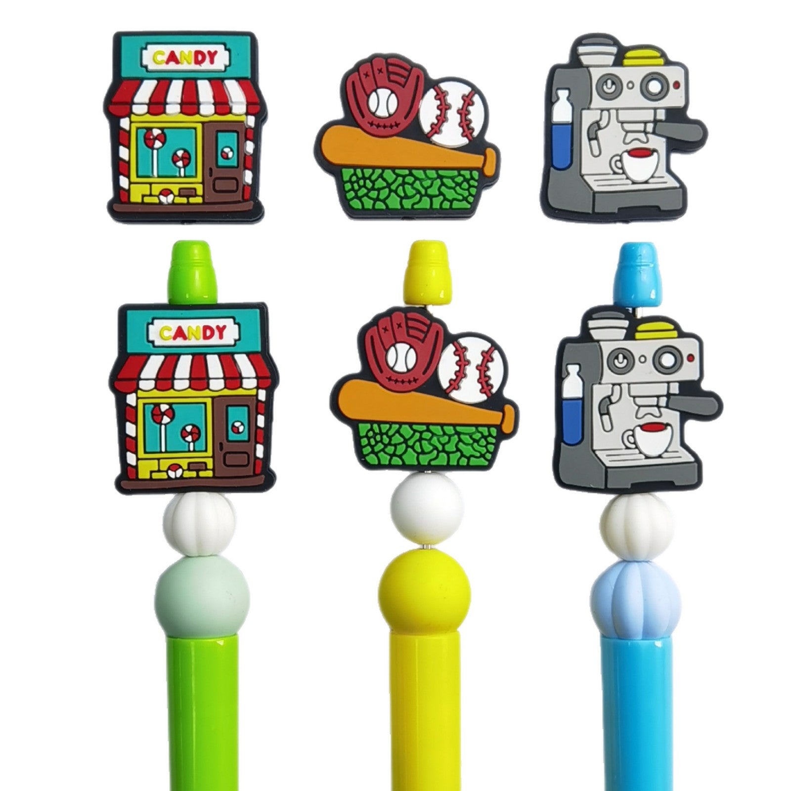 Silicone Focal Beads Candy Baseball Coffee Machine Set 20pcs 4