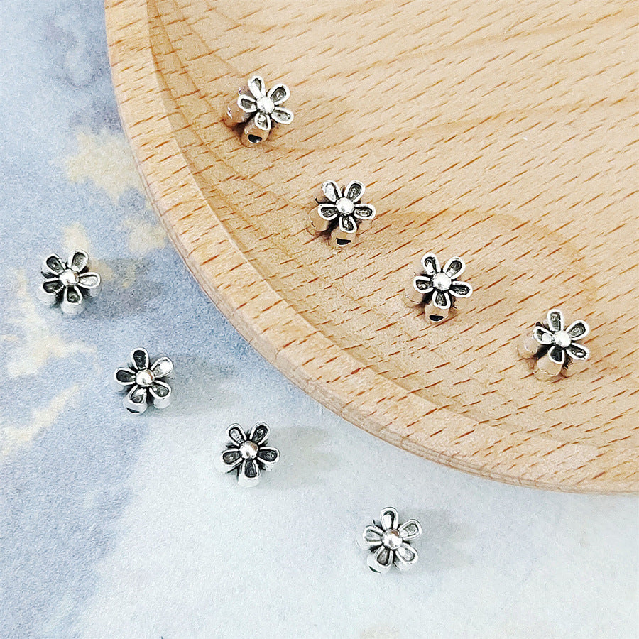 Alloy Flower Spacer Beads 6mm Five Petal Tibetan Silver Tone 100pcs 3