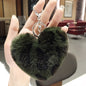 Plush Leopard Pom Pom Heart Keychain Soft Faux Fur 13cm 2pcs 10