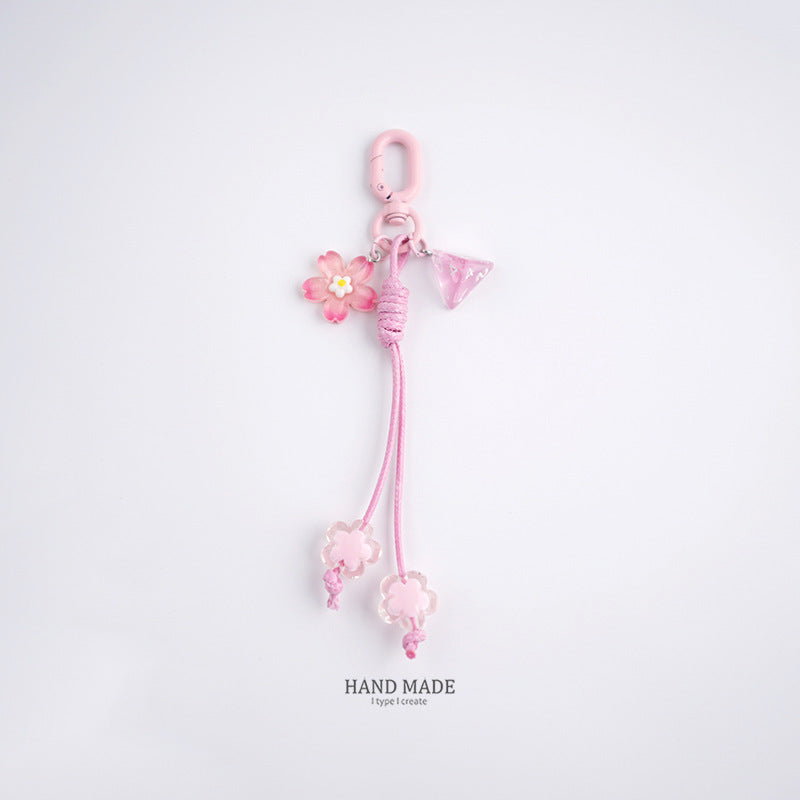Pink Cherry Blossom Acrylic Flower Keychain 2pcs 7