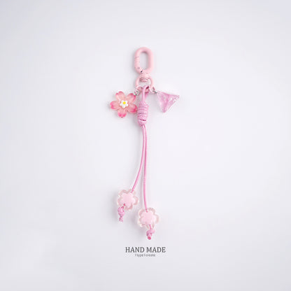 Pink Cherry Blossom Acrylic Flower Keychain 2pcs 7