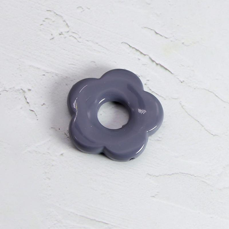 Acrylic Flower Spacer Beads 26mm Hollow Five Petal Large Hole 100pcs 23
