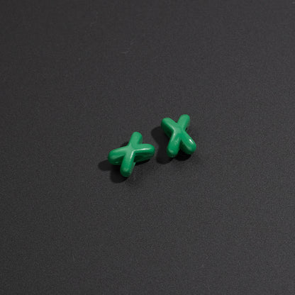 Baking Painted X Acrylic Beads 8mm Glossy Colorful 100pcs 15