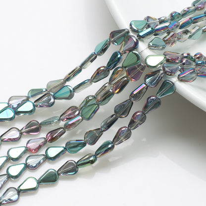 Electroplated Melon Seed Glass Beads 8mm 11mm Teardrop Iridescent 30pcs 11