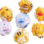Embellished Bubblegum Beads 17mm Winnie & Stitc Polymer Clay 5pcs 5