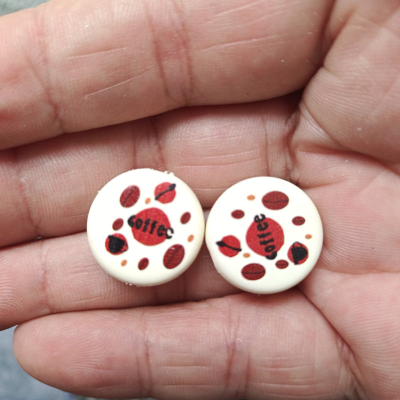 Rubberized Coffee Acrylic Flat Round Beads 18mm Matte Finish 100pcs 8