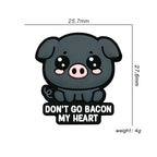 Silicone Focal Beads Black Pig With Don Go Bacon My Heart Text 20pcs 2