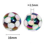 Plating Round Acrylic Beads 16mm UV Soccer Design 50pcs 3