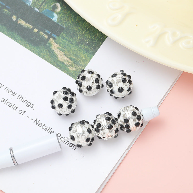 Round Rhinestone Beads 16mm Clustered Crystal Alloy 10pcs 6
