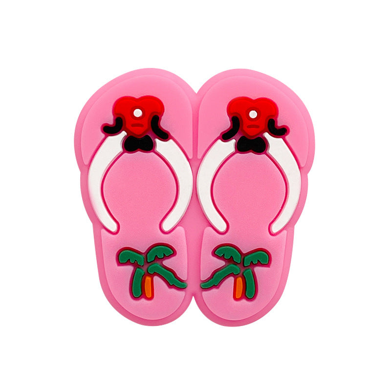 Silicone Focal Beads Slippers Palm Tree Red Bow Design 20pcs 5