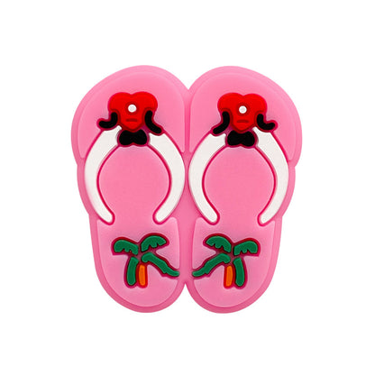 Silicone Focal Beads Slippers Palm Tree Red Bow Design 20pcs 5