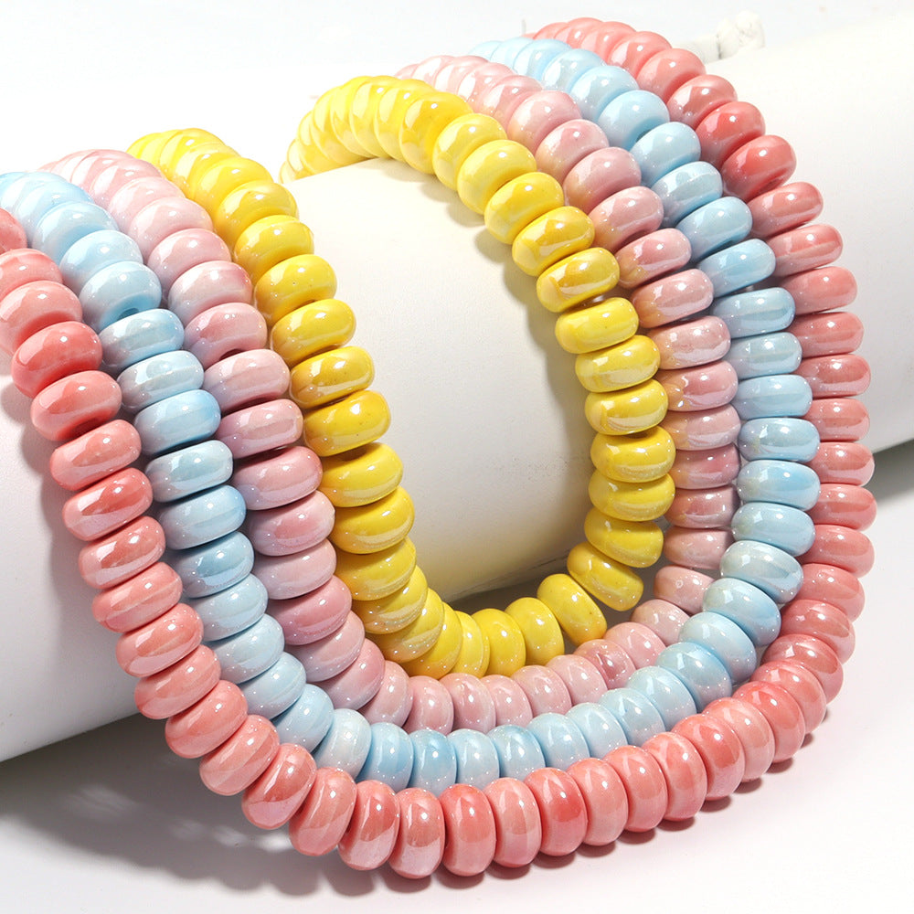Ceramic Flat Round Spacer Beads 9mm Colored Abacus 55pcs 4