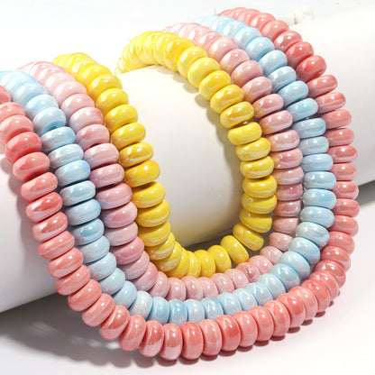 Ceramic Flat Round Spacer Beads 9mm Colored Abacus 55pcs 4