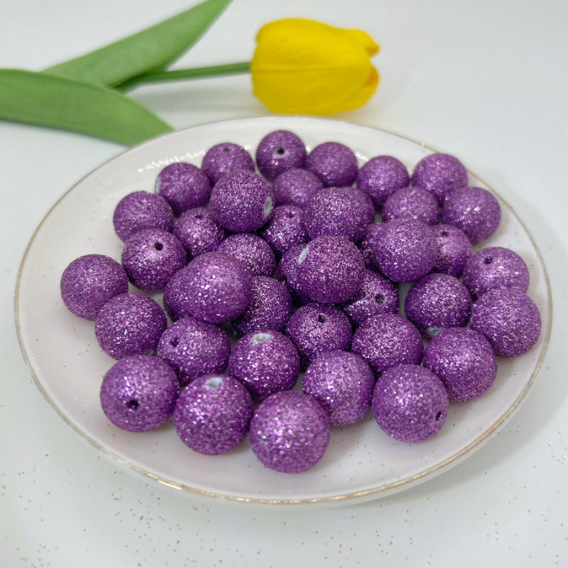 Glitter Round Acrylic Beads 16mm Colorful Powder Wrapped 50pcs 2