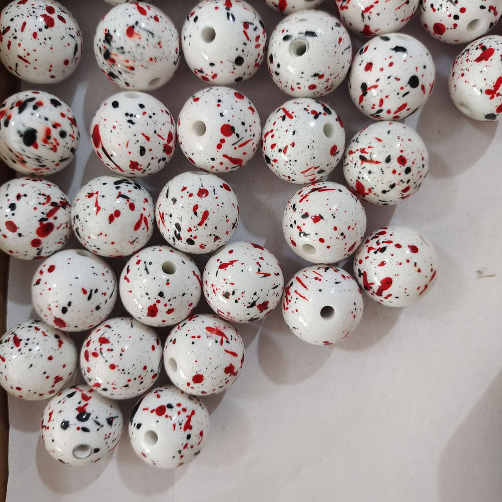 Printed Bubblegum Beads 20mm Halloween Blood Drop Acrylic 5pcs