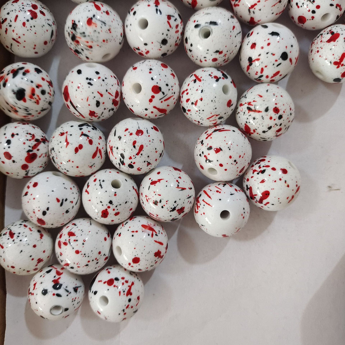 Printed Bubblegum Beads 20mm Halloween Blood Drop Acrylic 5pcs