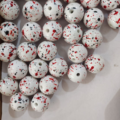 Printed Bubblegum Beads 20mm Halloween Blood Drop Acrylic 5pcs