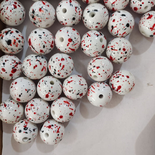 Printed Bubblegum Beads 20mm Halloween Blood Drop Acrylic 5pcs