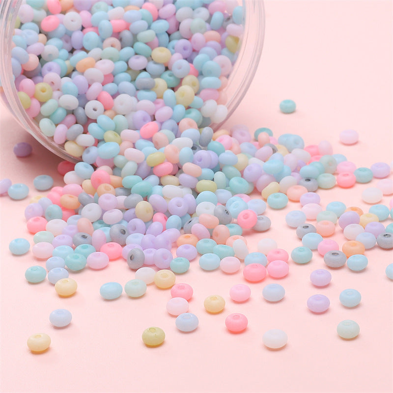 Frosted Abacus Glass Beads 3x6mm Pastel Matte Finish 70pcs 4