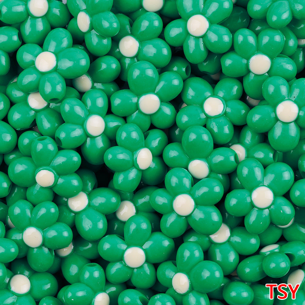 Glow In The Dark Five-Petal Flower Acrylic Beads 21mm Bicolor 10pcs 8