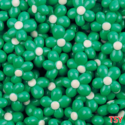 Glow In The Dark Five-Petal Flower Acrylic Beads 21mm Bicolor 10pcs 8