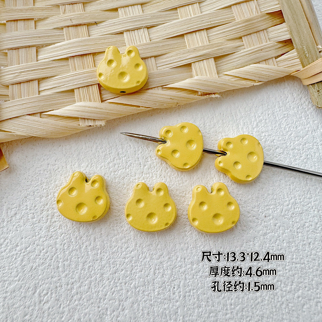 Baking Painted Cheese Animal Metal Beads Whimsical Pastel Colors 20pcs 29