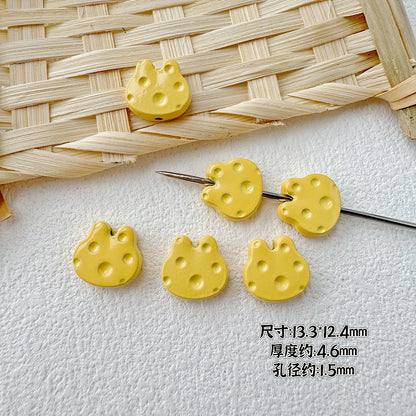 Baking Painted Cheese Animal Metal Beads Whimsical Pastel Colors 20pcs 29