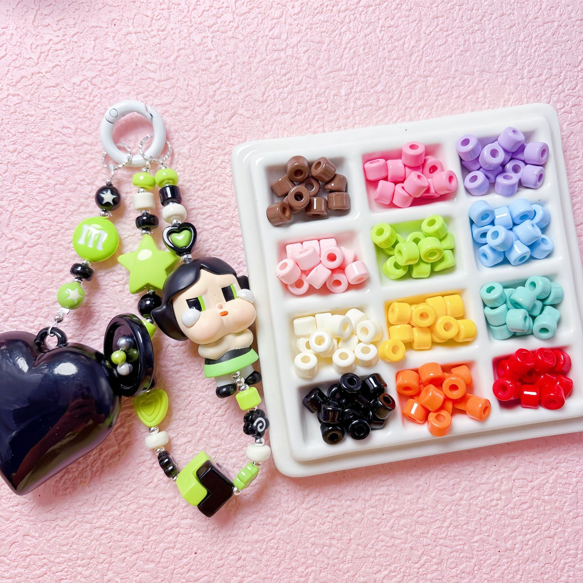 Solid Color Cylindrical Pony Beads Acrylic 6mm 50pcs