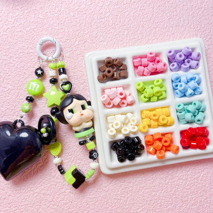 Solid Color Cylindrical Pony Beads Acrylic 6mm 50pcs
