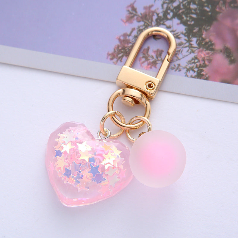 Gradient Glitter Heart Keychain Acrylic Transparent Colorful Charm 4