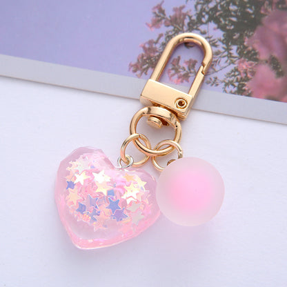 Gradient Glitter Heart Keychain Acrylic Transparent Colorful Charm 4