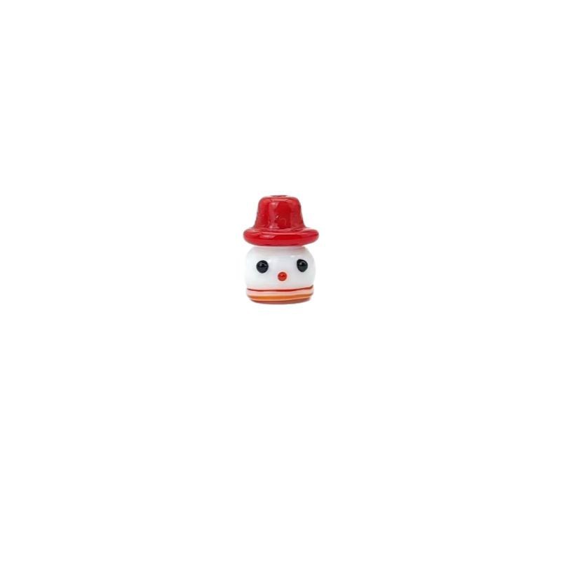 Lampwork Glass Beads Christmas Hat Snowman 15mm Hand Painted 4pcs 5