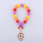 Rainbow Silicone Bead Wristlet Keychain with Rainbow Charm 14
