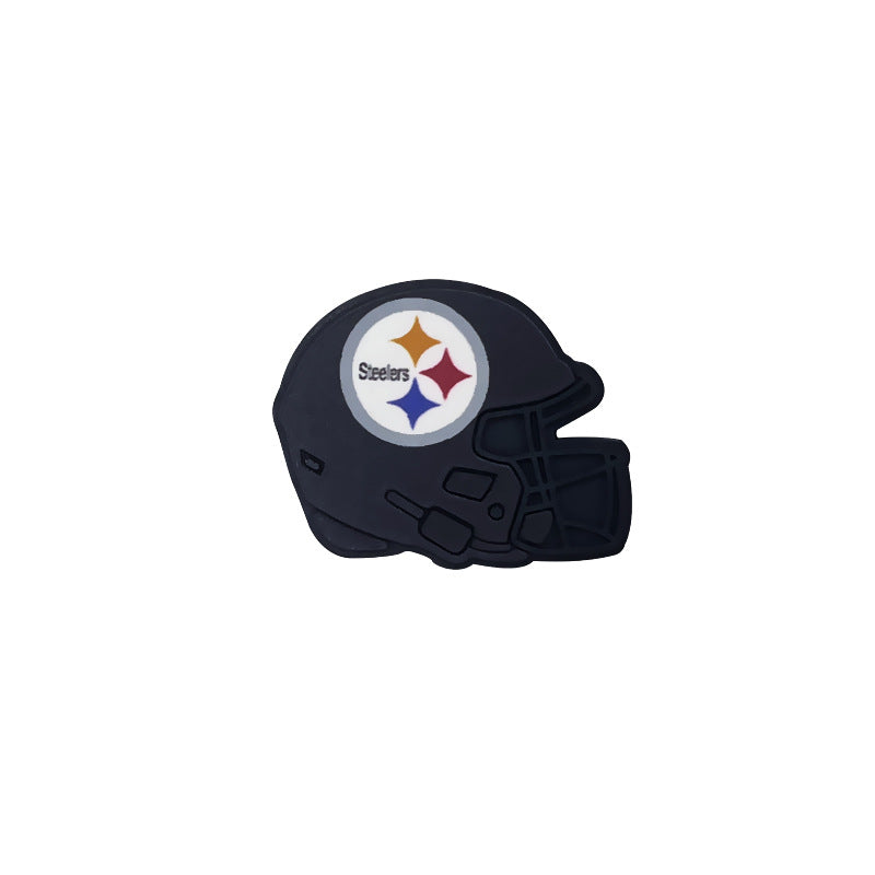 Silicone Focal Beads NFL Teams Helmet Printed Logos 20pcs 26